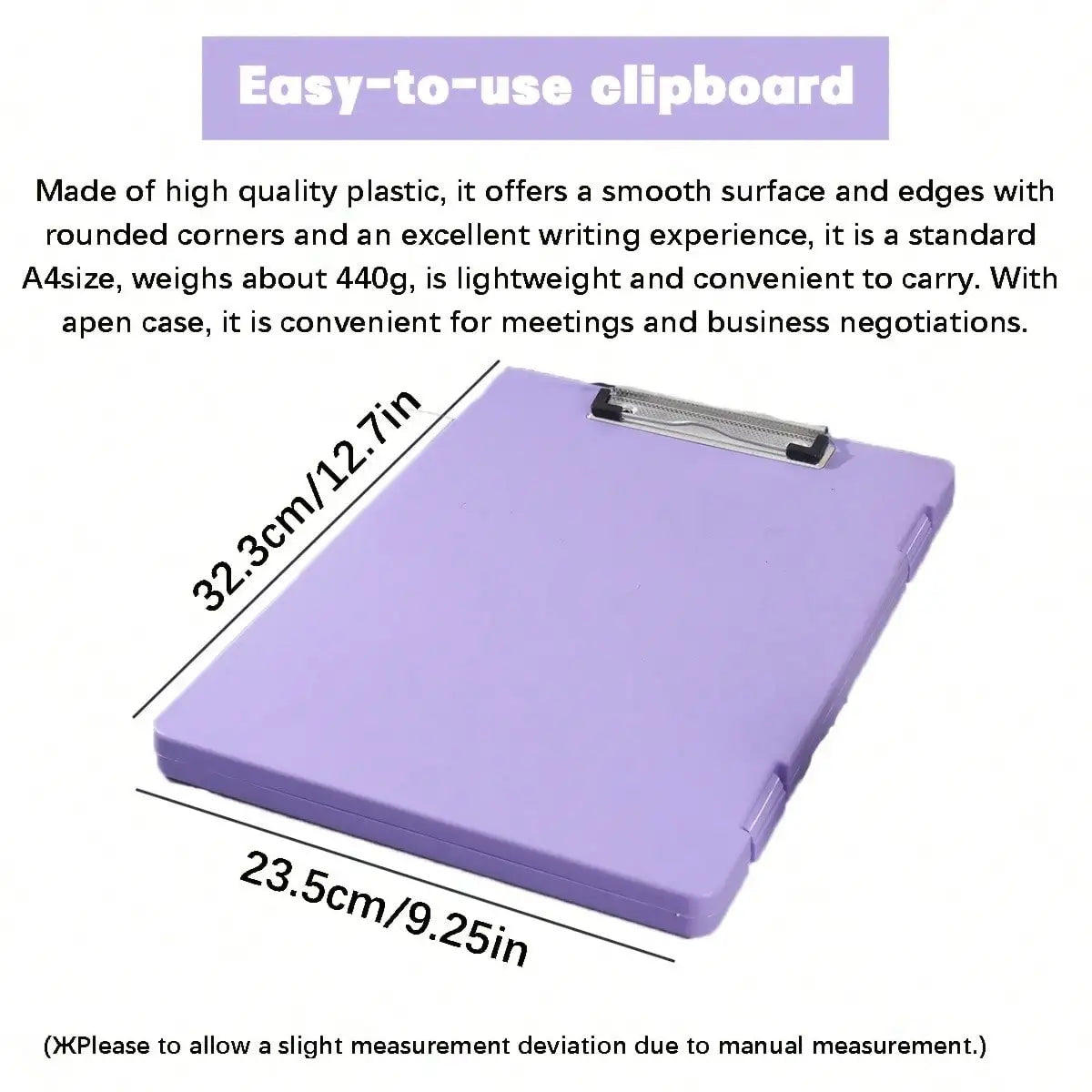 Purple File Folder Organizer Box, 1-Piece, Desktop Document Holder, Letter Size, Portable, Clipboard