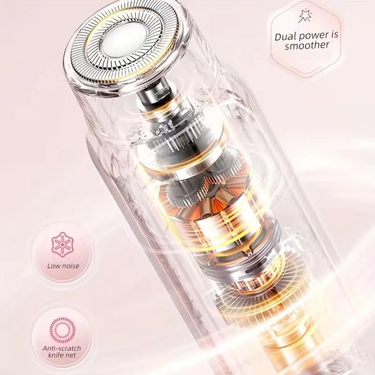 2 in 1 Electric Hair Trimmer for Women Dual Head USB Charging Cordless Wet Dry Body Facial Bikini Shaver Portable