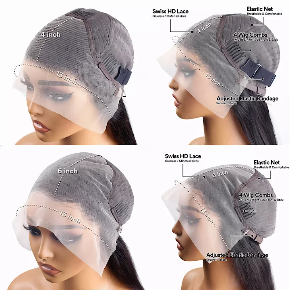 Dark Purple Highlight Wig, Human Hair