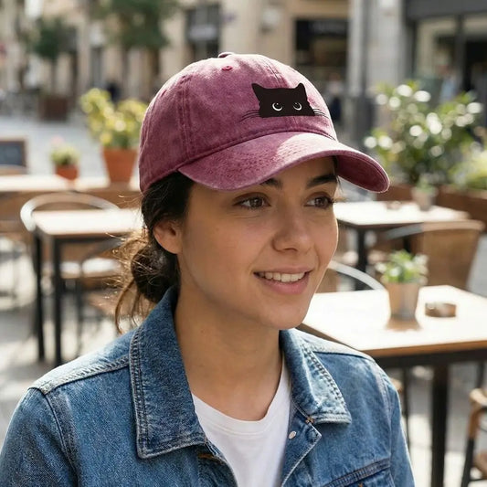 Cute Cartoon Cat Print Hat - Purpleobsessions