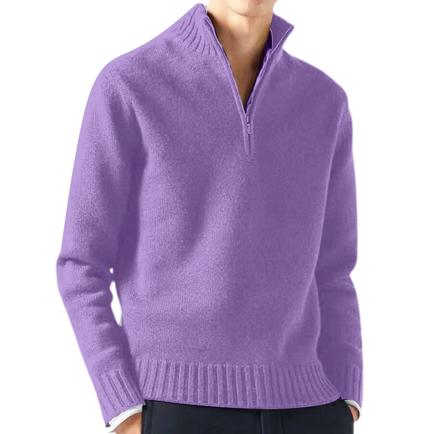 Sweaters For Men Clearance Casual Simple Bottom Sweater Warm Knit Half Zip Long Sleeve Sweater - Purpleobsessions