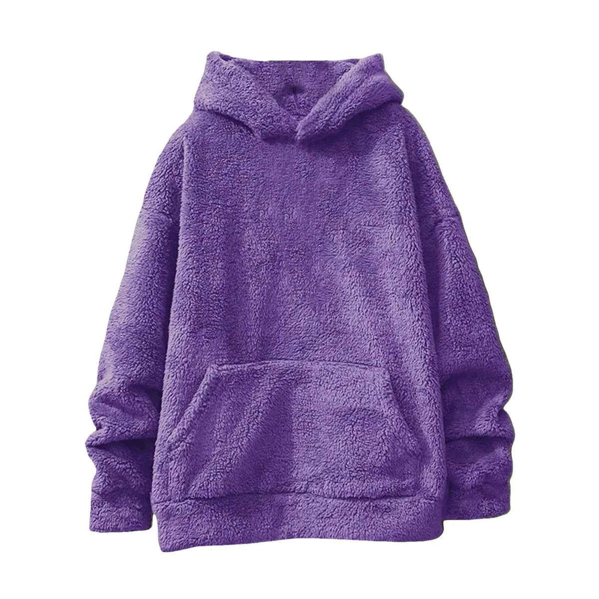 Men'S Round Neck Long Sleeved Fleece Hooded Sweatshirt - Purpleobsessions