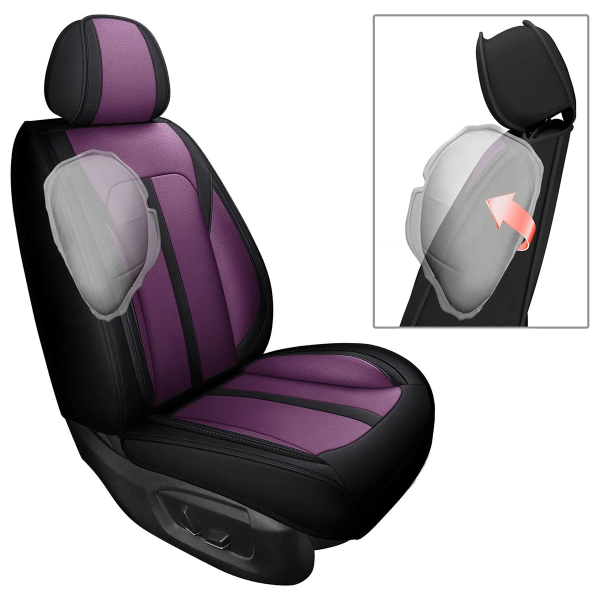 PU Leather Car Seat Covers Full Set, Fit For Toyota Hybrid RAV4, Camry, Corolla, 4Runner, Prius, C-HR, Avalon, Crown