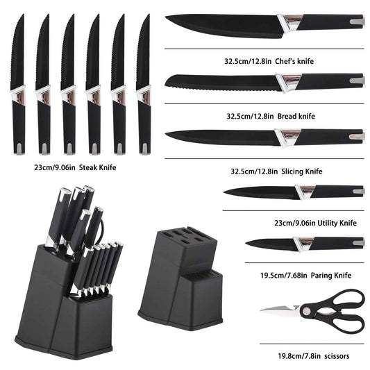 13 Pcs Professional Kitchen Knife Block Set - Purpleobsessions