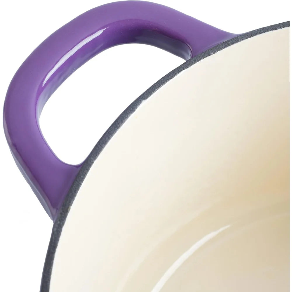 7-Quart Purple Enameled Cast Iron Dutch Oven for Slow Cooking, Baking & Braising