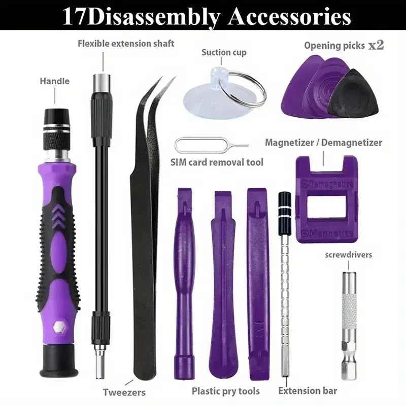VMAN 115/117in1 Precision Screwdriver Set Mini Professional Magnetic Repair Tool Kit suitable for Phone Computer Electronic Etc. - Purpleobsessions