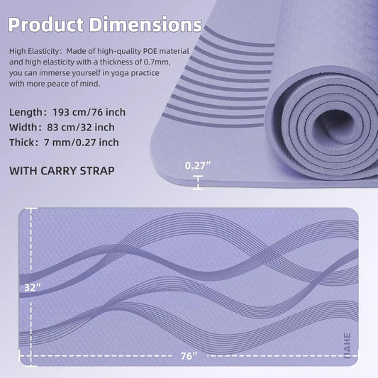 Extra Wide 7mm Thick Yoga Mat, Non-Slip Exercise Mat