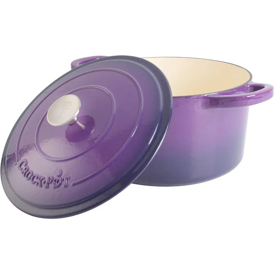 7-Quart Purple Enameled Cast Iron Dutch Oven for Slow Cooking, Baking & Braising
