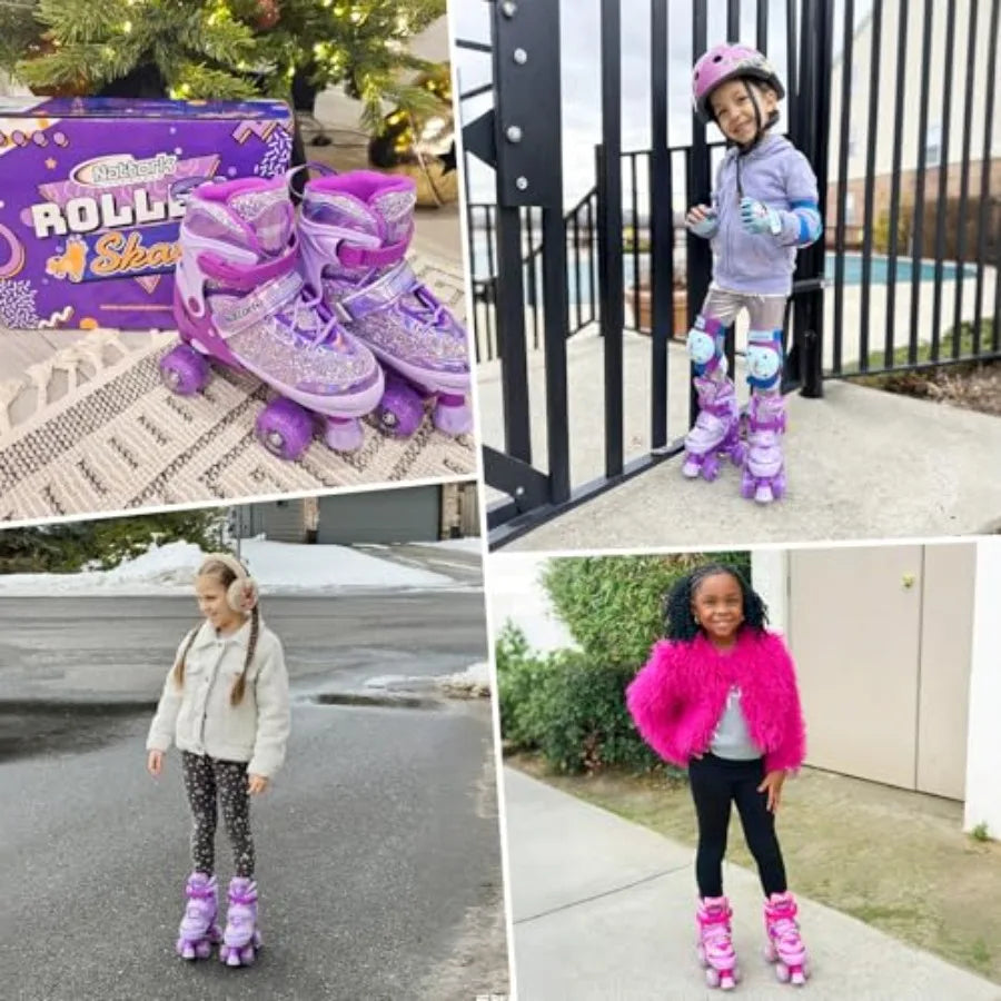Roller Skates for Girls,4 Sizes Adjustable with Light up Wheels and Safety Protection