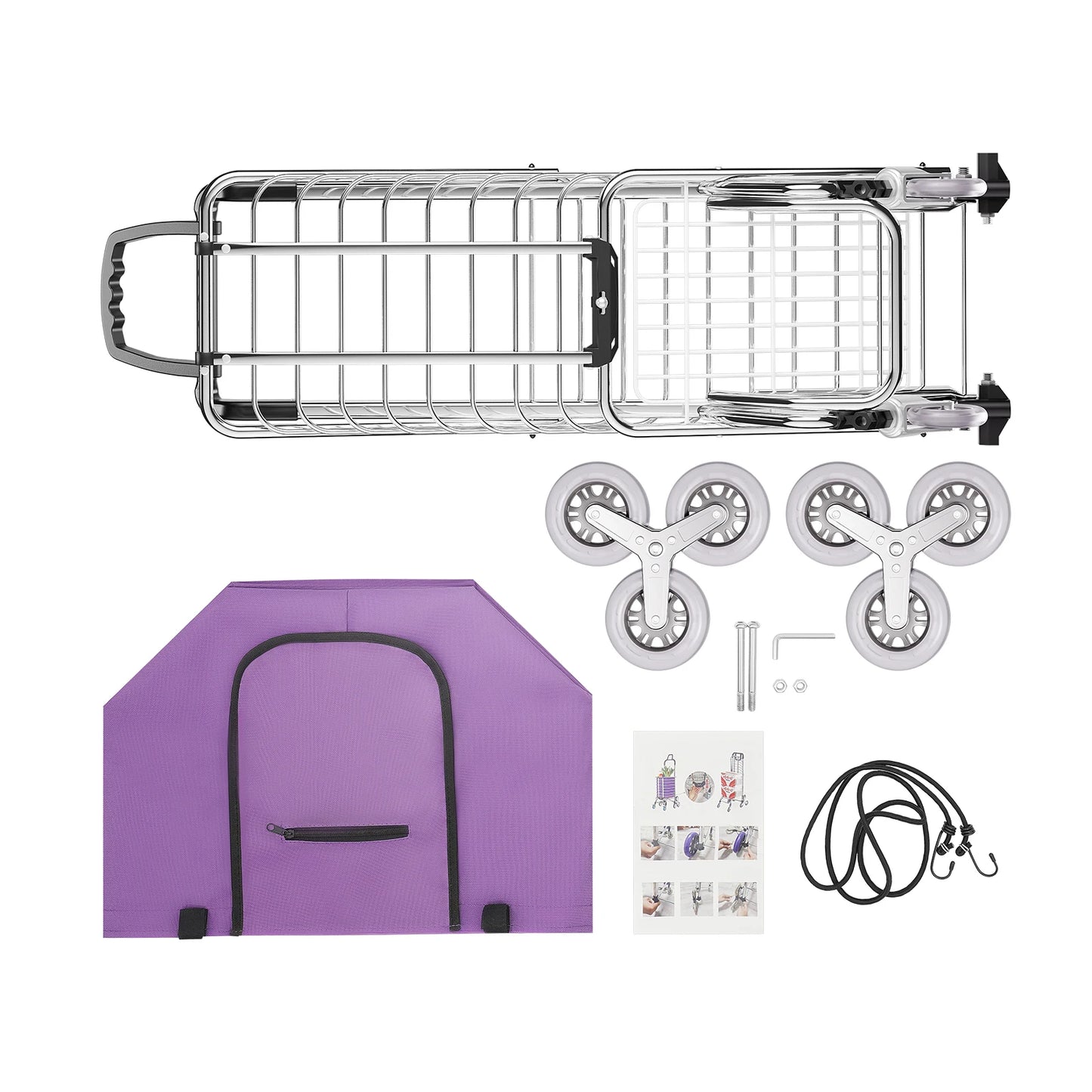 35L Folding Shopping Cart W/ 8 Wheels,