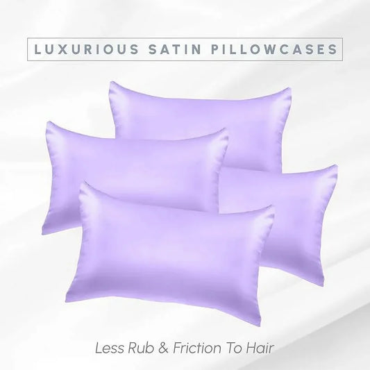 2-PACK Cooling Viscose Satin Pillowcase Set with Hidden Zipper closure, King, - Purpleobsessions