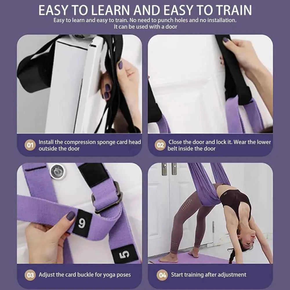 Adjustable Aerial Yoga Strap Hammock Swing Stretching Strap Anti-Gravity Inversion - Purpleobsessions
