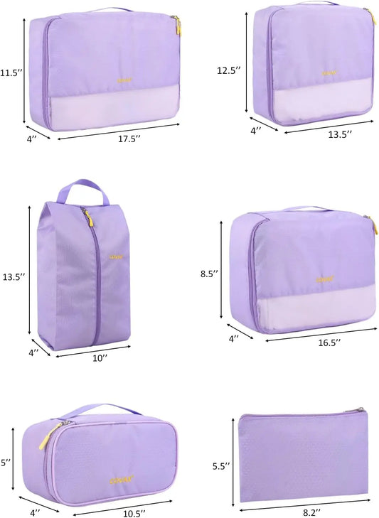 5-Piece Travel Packing Cubes Set, Lightweight Luggage Organizer Bags in Purple