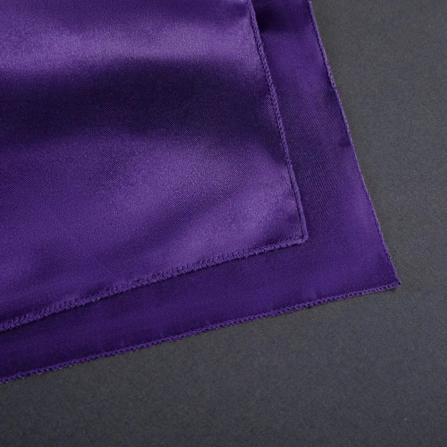 100 Pieces Purple Satin Cloth Napkins 12 x 12 Inches,