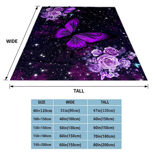 Soft and Cozy Butterfly Floral Print Flannel Blanket