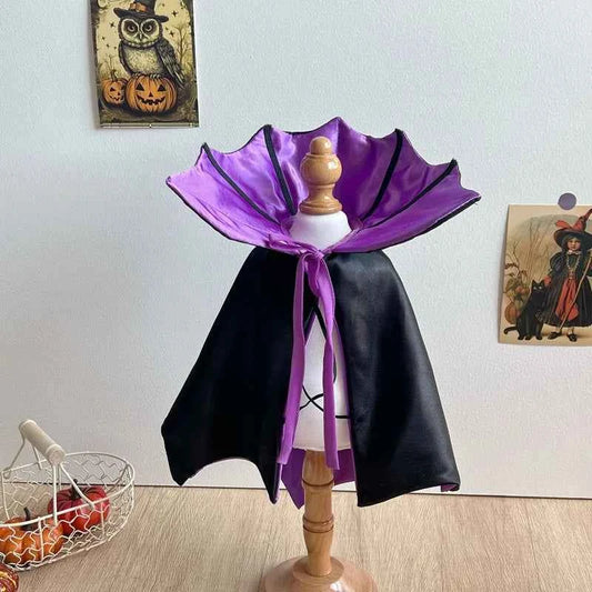 Pet Halloween Vampire Cloak with Bat Wings, Adjustable Costume for Small Dogs & Cats