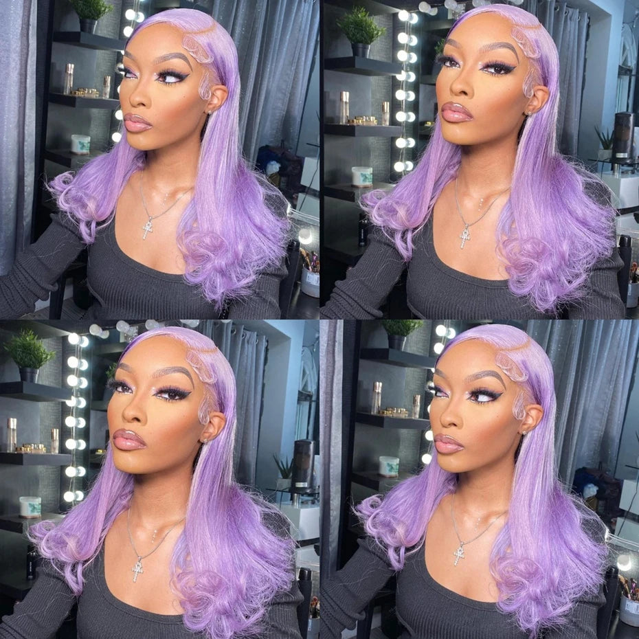 13x6 Purple Lace Front Human Hair Wig Brazilian Lace Frontal Wig