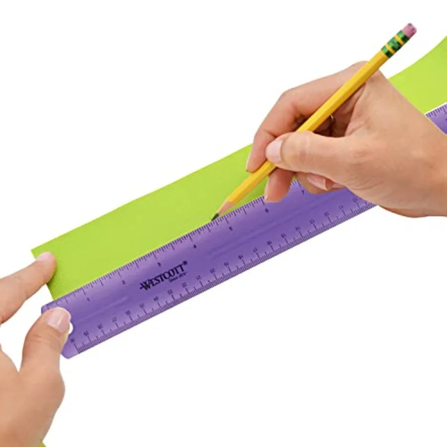 Purple plastic ruler 12-inch, durable jeweltone finish with precise measurement markings