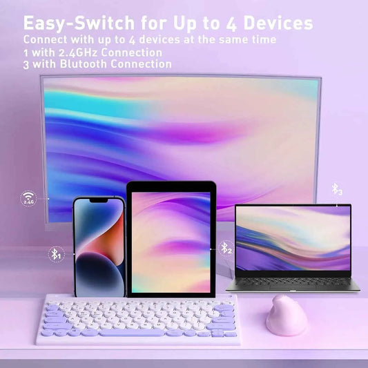 Purple Multi-Device Bluetooth Wireless Keyboard with Easy-Switch for Up to 4 Devices, Slim, Laptop, Windows, Mac, Chrome OS, Android, iPadOS, Apple TV Lavender Keyboard