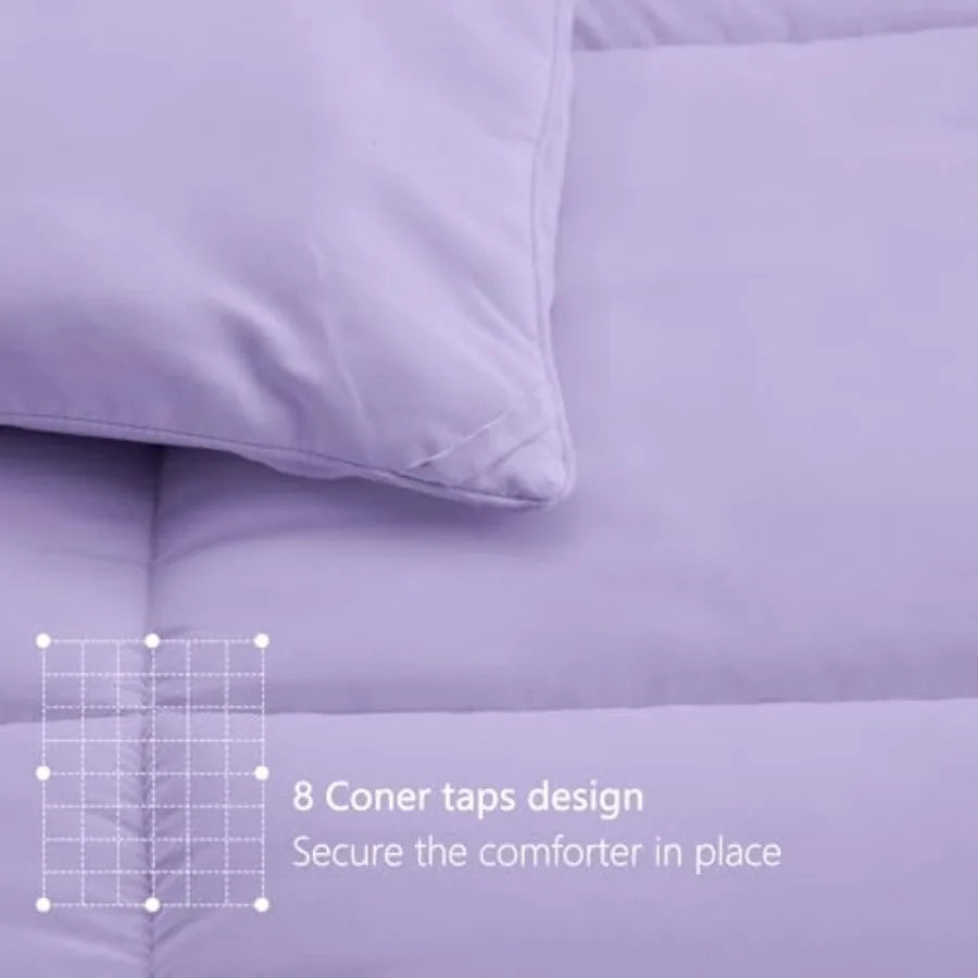 Premium 2100 Series All Season Breathable Purple Soft 4D Spiral Fiber Quilted Down Alternative Duvet Insert with Corner Tabs Lu