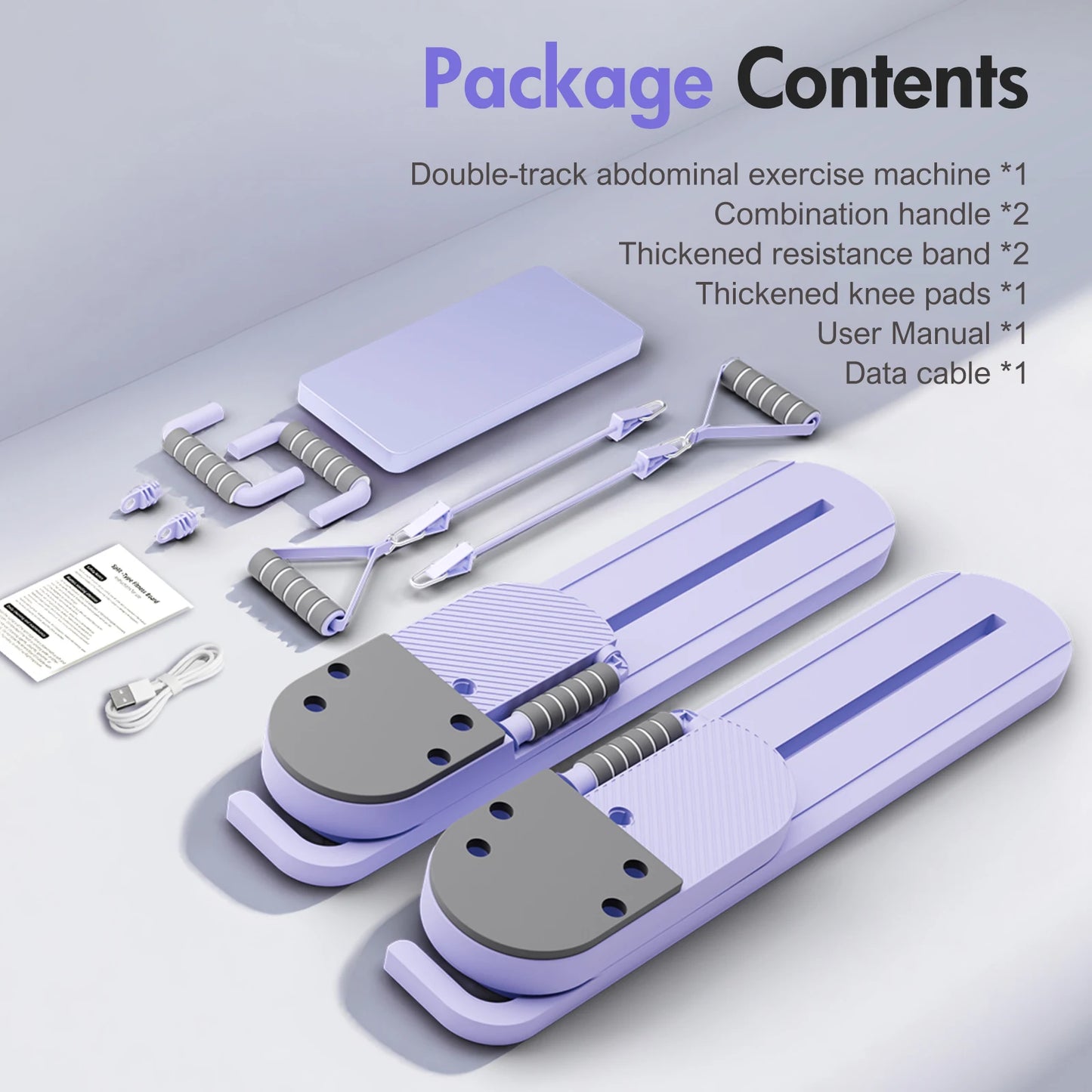 2-in-1 Split Ab Pilates Portable Ski Board Core/Leg Abdominal Strength Trainer Workout Foldable