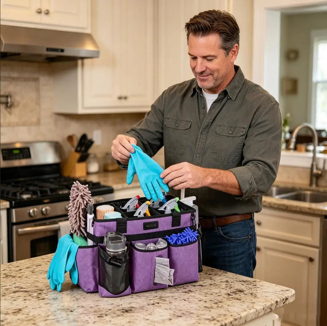 Large Tote Bag with Adjustable Shoulder Strap and Waist Belt, Multi-Pocket Caddy Organizer
