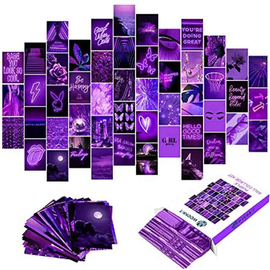 Purple Photo Wall Collage Kit Bedroom Decor for Teens, Trendy, 50PCS 4x6 INCH - Purpleobsessions