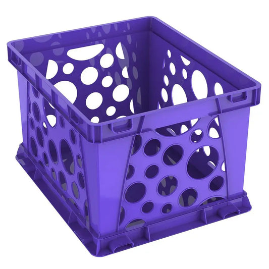 Premium File Crate with Handle Cutouts Letter and Legal Document and Folder Storage, Purple, 1 Pack