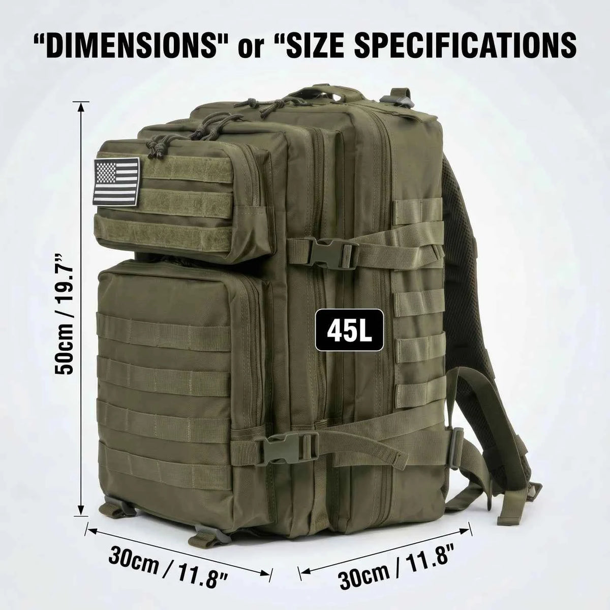 45L Tactical Travel Backpack, Large Capacity Multi Pocket Wear Resistan