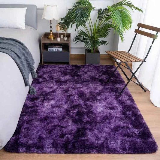 Rug for Bedroom Living Room, 5x7 Purple Area Rug, Faux Fur Shag Modern Carpet Ultra Soft