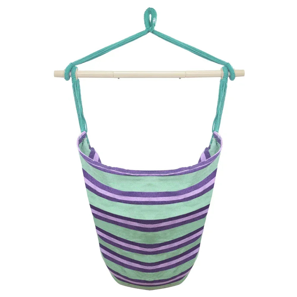Cotton Canvas Hanging Rope Chair with Pillows - Purpleobsessions