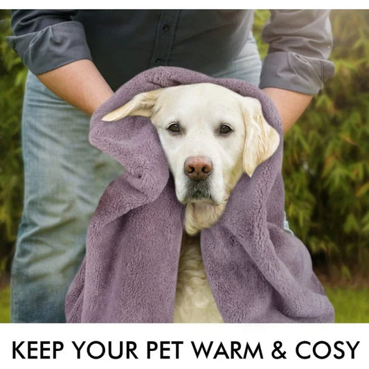 Super Soft Pet Bath Towel (75x35cm) - Microfiber Absorbent Paw-Print Towel for Dogs & Cats
