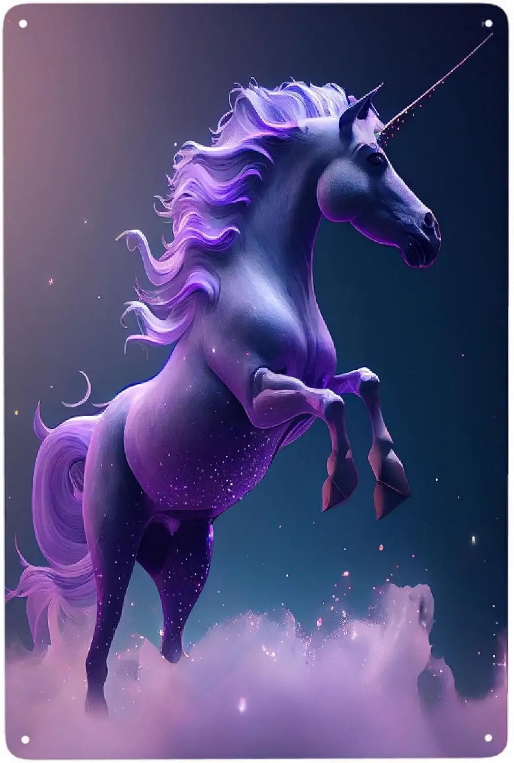 Purple Unicorn Metal Poster Sign Decor Funny Aluminum 12x8 Inch Posters