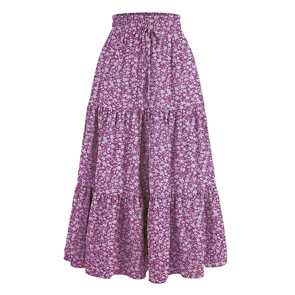 Women's Boho Floral Print High Waist Maxi Skirt