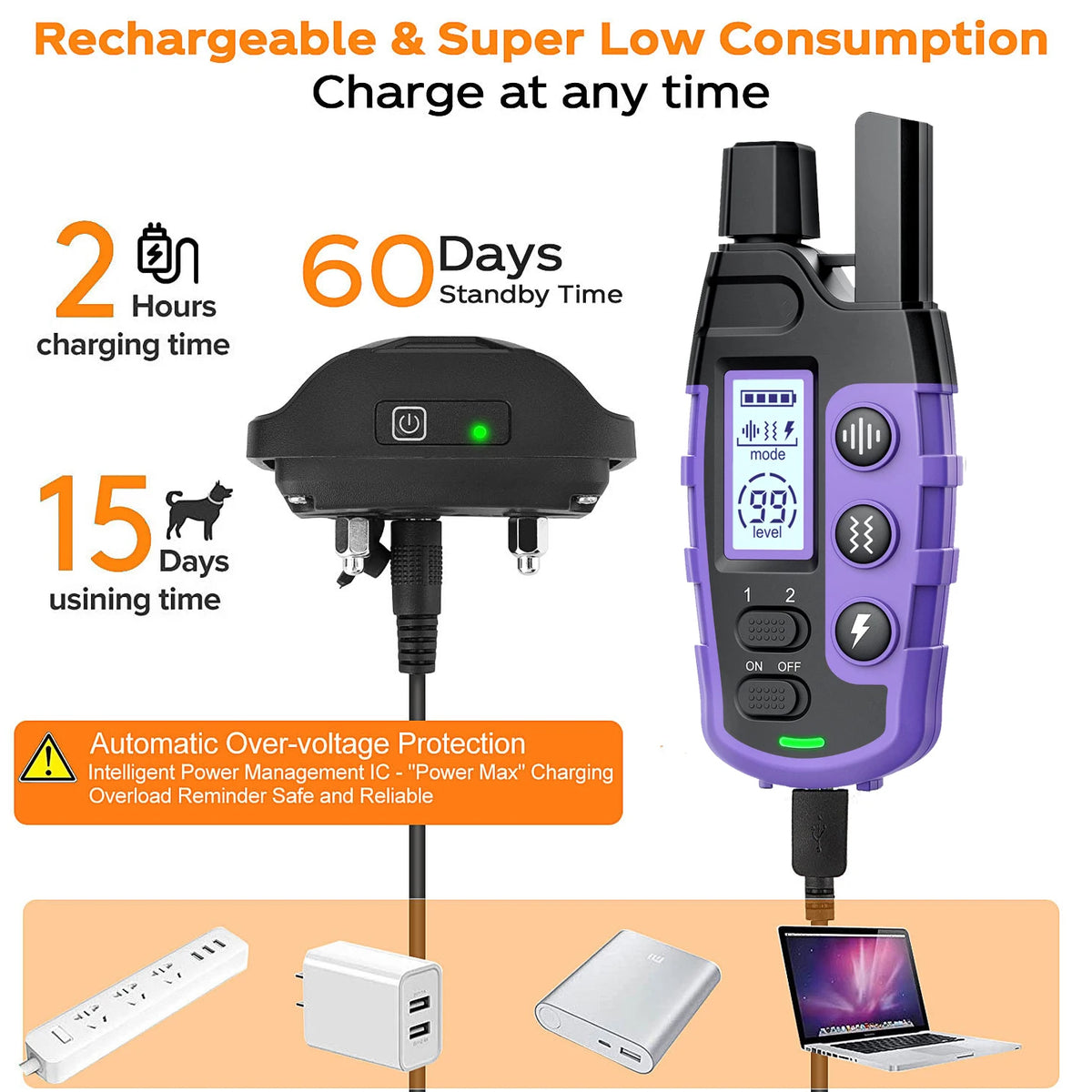 3300Ft Electric Dog Training Collar Remote Control Waterproof For 5-120lbs Puppy With Vibration Shock Beep