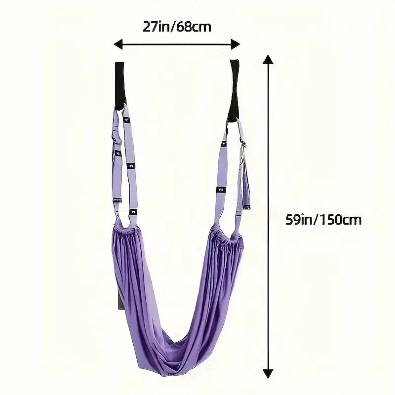 Purple Aerial Yoga Sling - 59×27in (150×68cm) Door-Mounted Design, 40mm Widened Adjustable Webbing