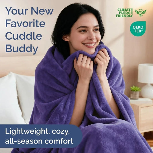 Ultra Soft Fleece Blanket Queen Size - Lightweight, Warm & Breathable - Purpleobsessions
