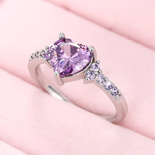 Luxurious Sparkling Purple Zircon Women's Ring