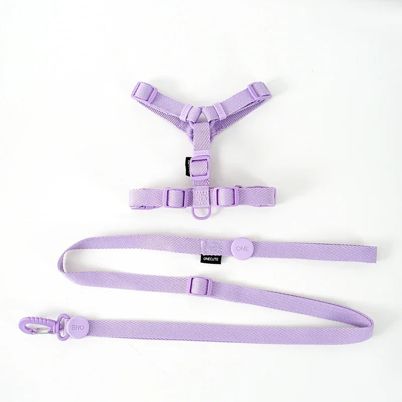 Adjustable Dog Harness Collar Leash Set Macarone Color, Reflective Small Dog Accessories for Puppy & Cat Supplies, Pet Walking