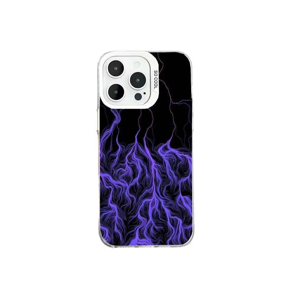 Purple lightning Phone Case case for iPhone17 16 15 14 13 12 11 Pro/ Max/Plus shock-proof rear cover anti-fingerprint - Purpleobsessions
