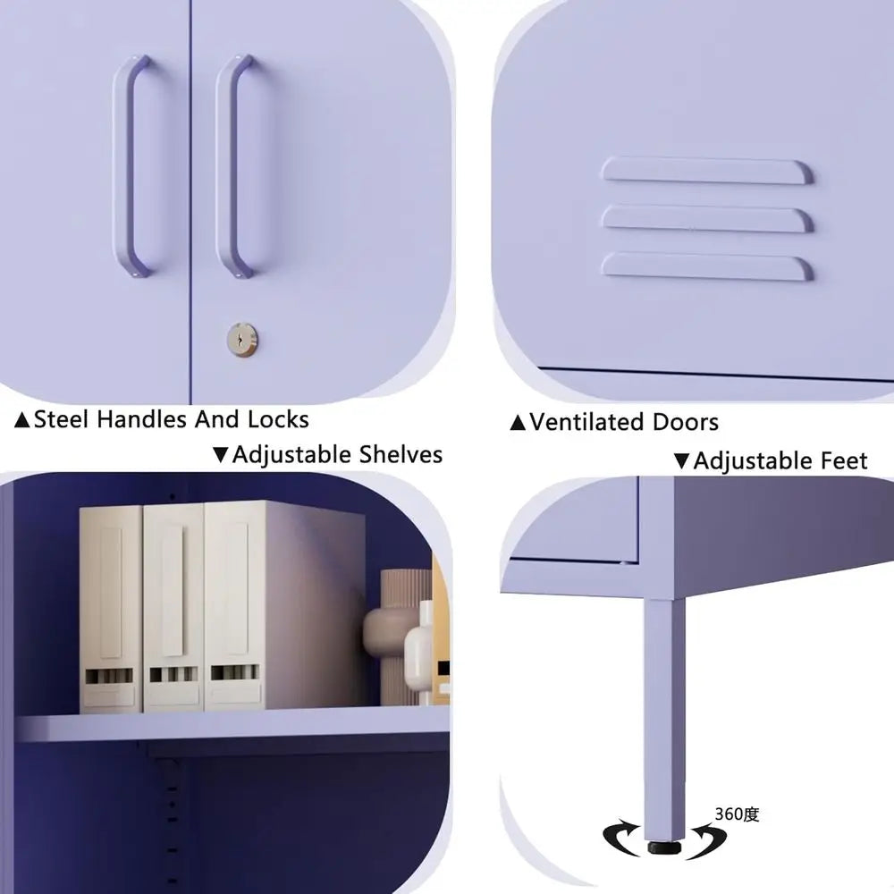 3-Door Lockable Accent Cabinet with Adjustable Shelves