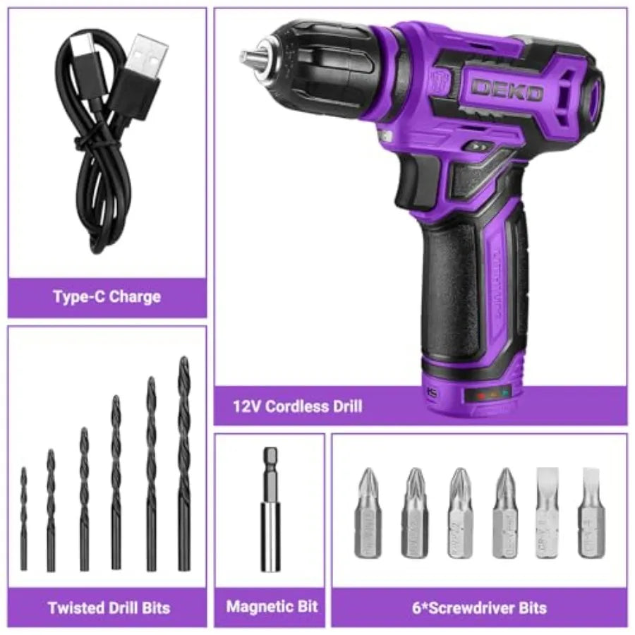 Cordless Drill 12V Power Drill Set 800RPM