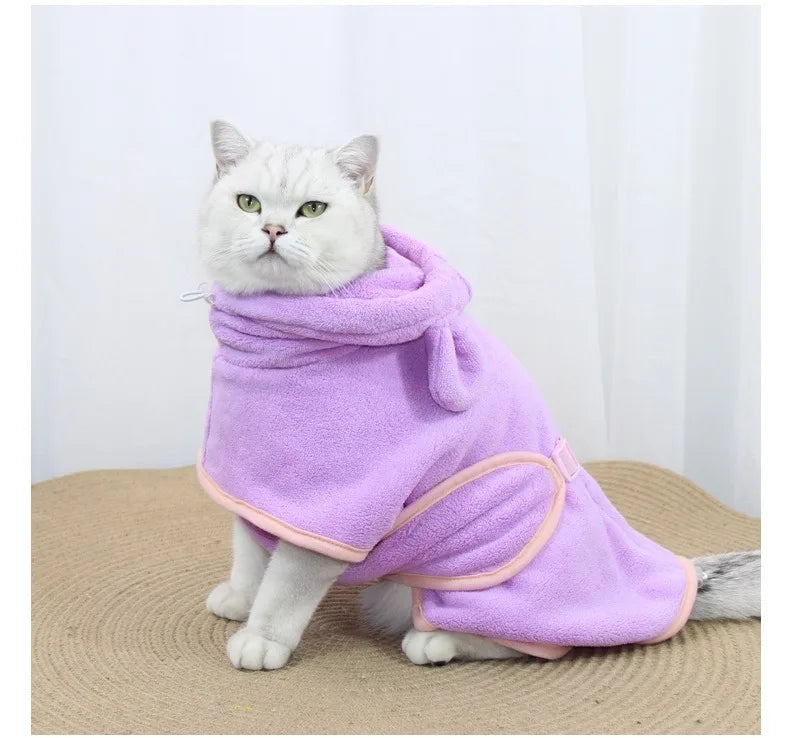 Super Absorbent Pet Towel Bathrobe Bath Towel, Quick-Drying Microfiber for Cat/Dog Bath