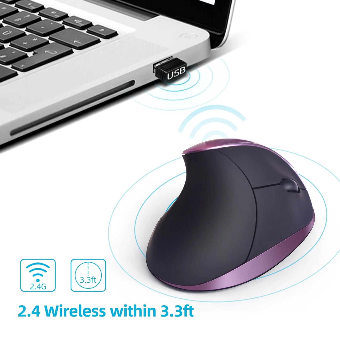 Ergonomic Mouse: Cordless Mouse with 6 Buttons
