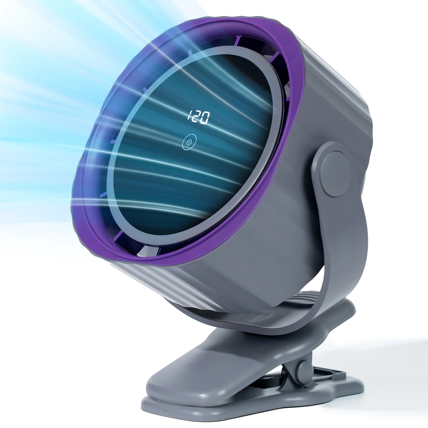 Portable Clip or Desktop Fan, Touch Screen 360° Adjustable, Rechargable battery