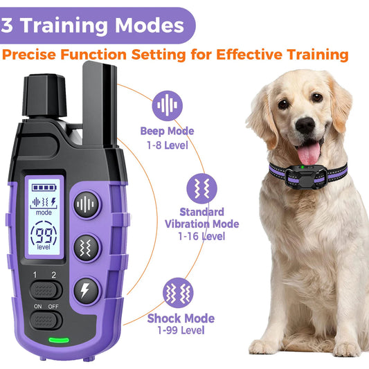 3300Ft Electric Dog Training Collar Remote Control Waterproof For 5-120lbs Puppy With Vibration Shock Beep
