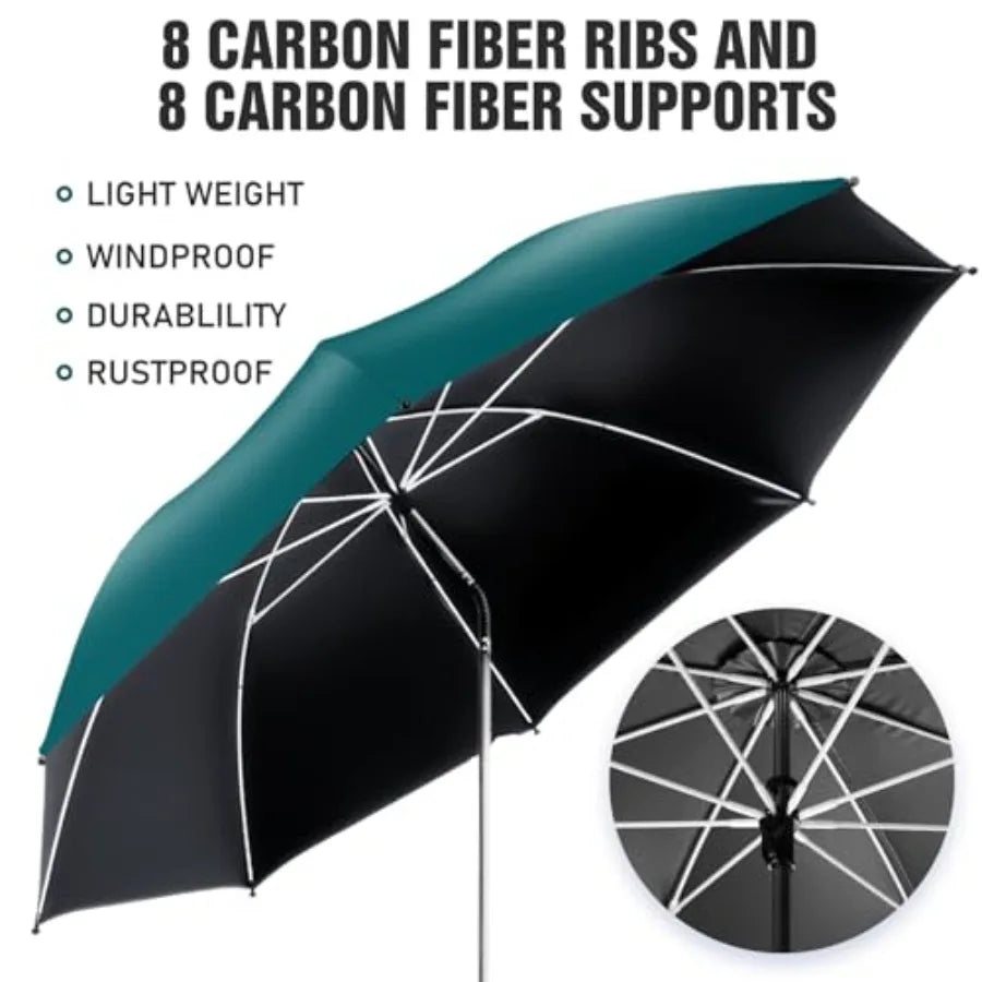 2 PACK Beach Umbrella with Clamp, 360 ° Adjustable Umbrellas for Chair, UPF50+