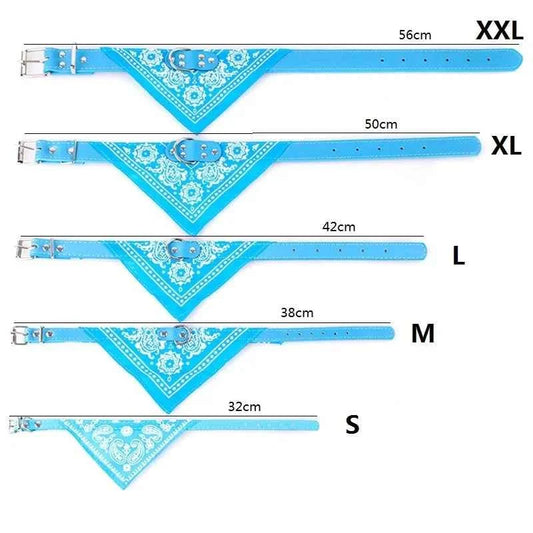 Adjustable Dog Bandana Leather Printed Soft Collar