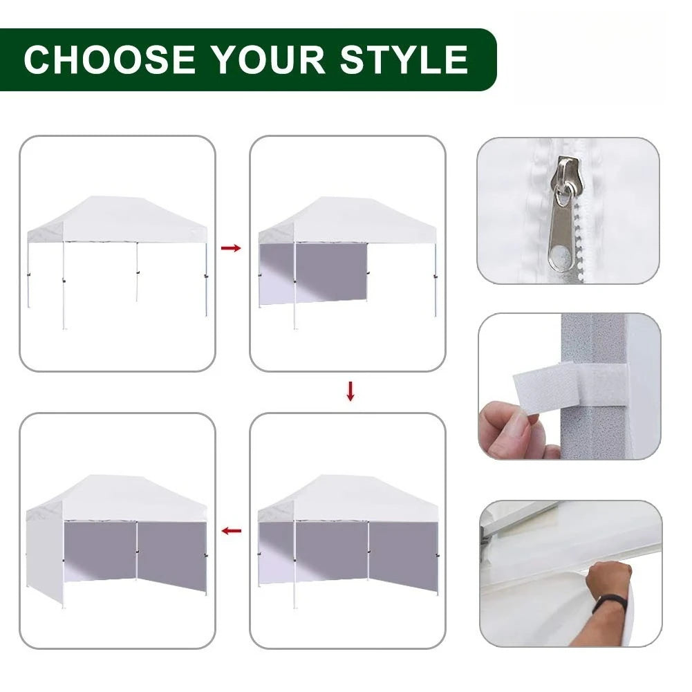 10'x15' Pop-up Canopy Tent Commercial Instant Canopies with 4 Removable Zipper End Side Walls and Roller Bag