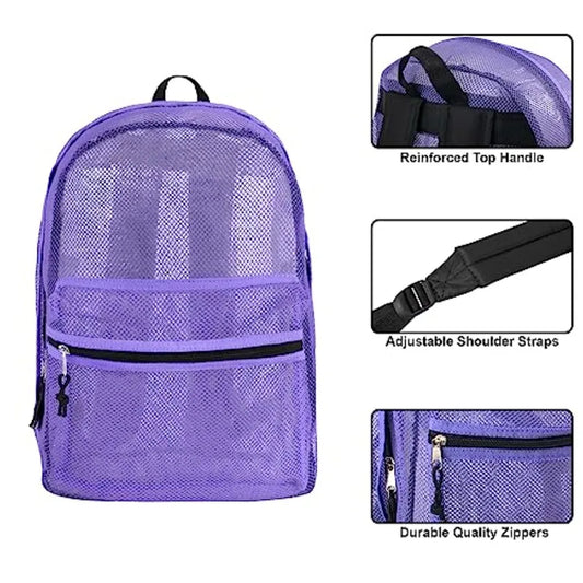 Transparent Mesh Backpack with Padded Straps Large